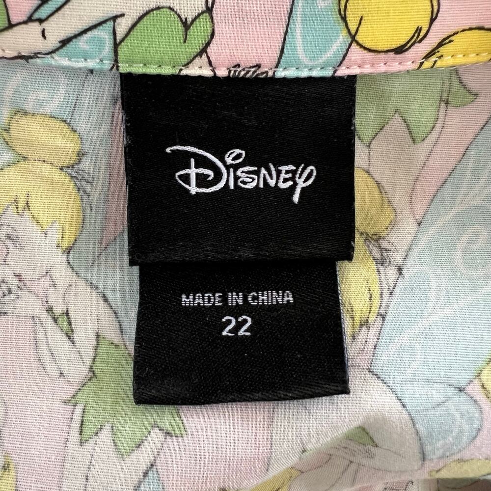 Torrid Disney Tinkerbell Dress Size 22 Pink Green Fairy Print Belted EUC - Picture 3 of 6